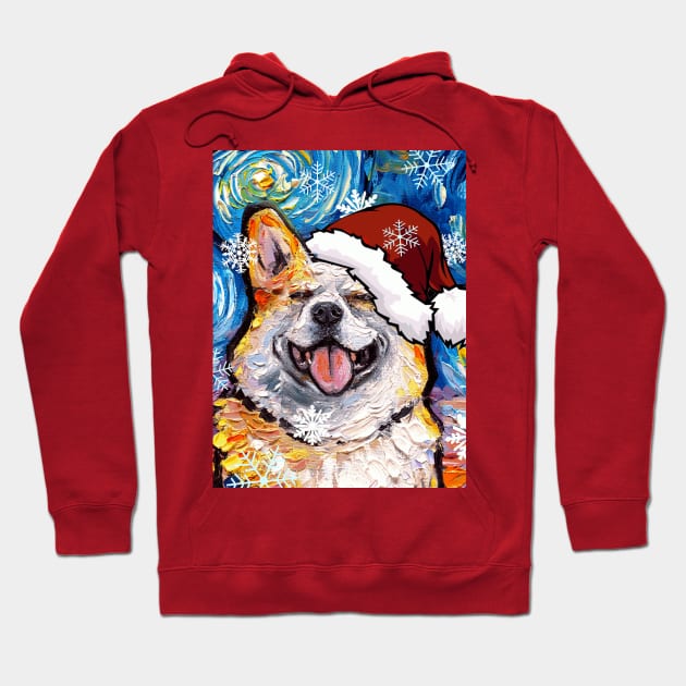 Smiling Corgi Santa Hoodie by sagittariusgallery